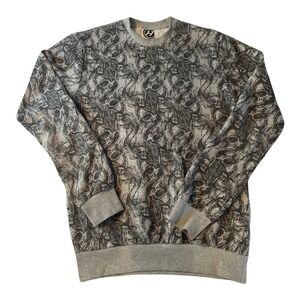 H Brand Mens Gray Skull Grim Reaper All Over Print Sweatshirt Size S 34/36